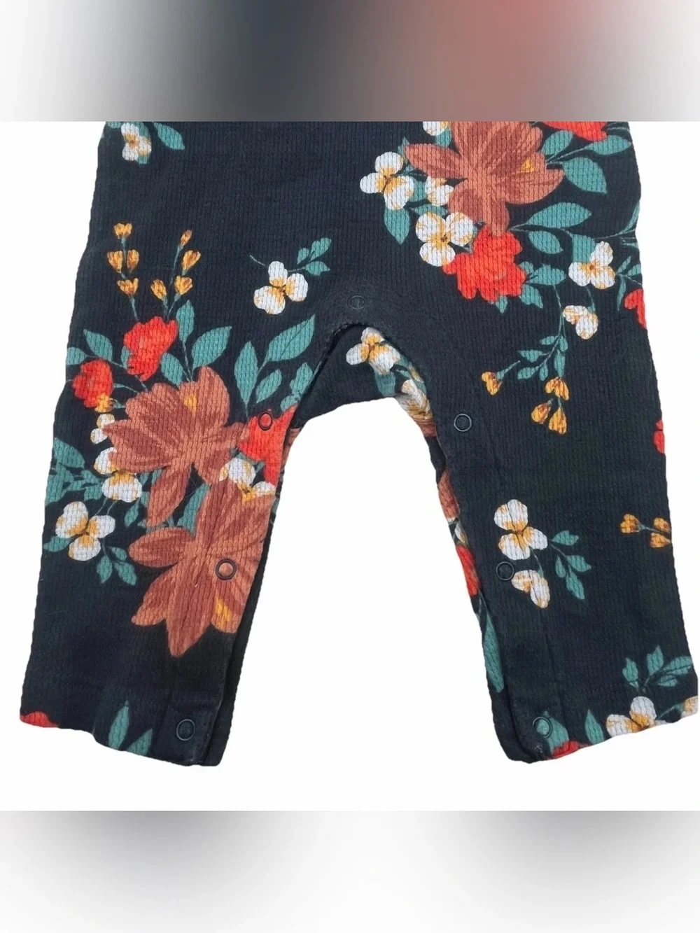 Old Navy Floral Romper Dark Navy Baby Unisex 3-6M Long Sleeve Waffle Knit